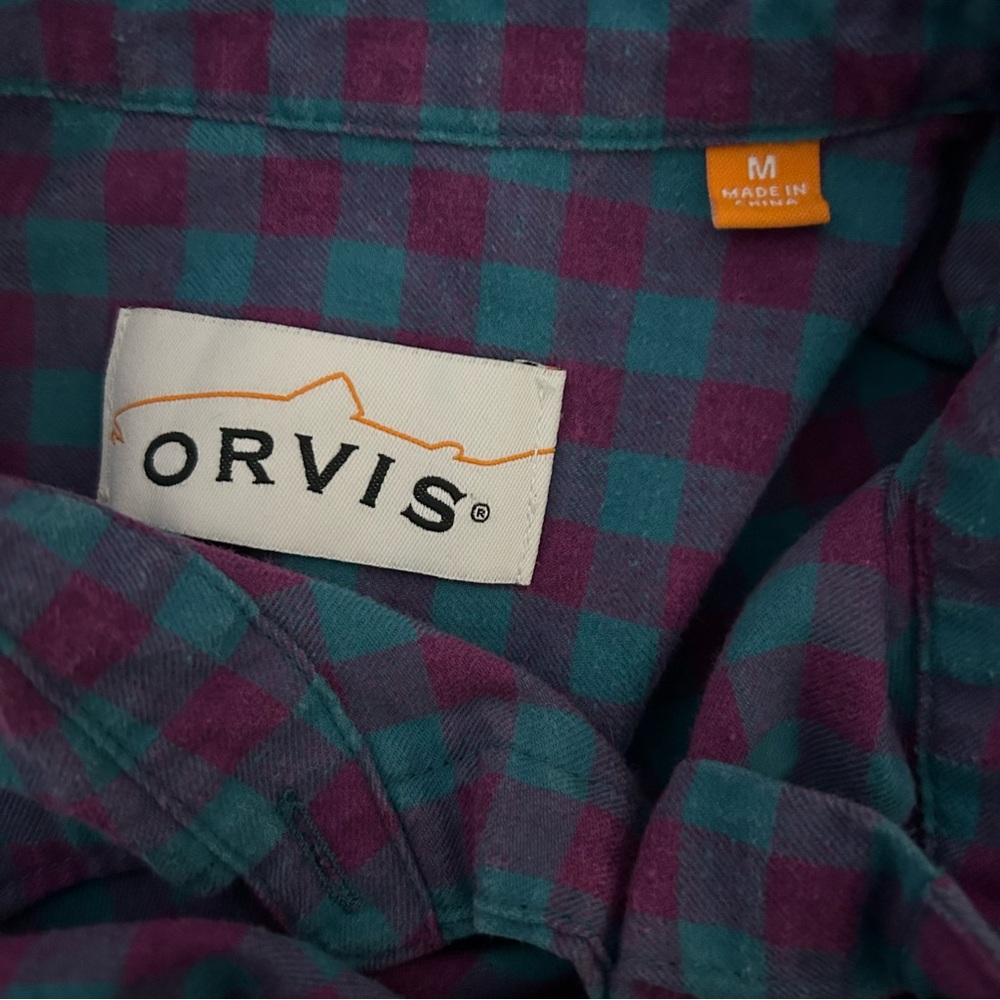 Orvis womens top button down blue purple gingham size M - Picture 6 of 7